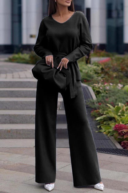 Simplicity Bandage V Neck Long Sleeve Two Pieces