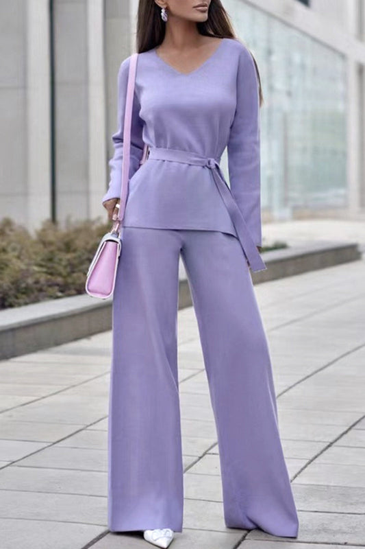 Simplicity Bandage V Neck Long Sleeve Two Pieces