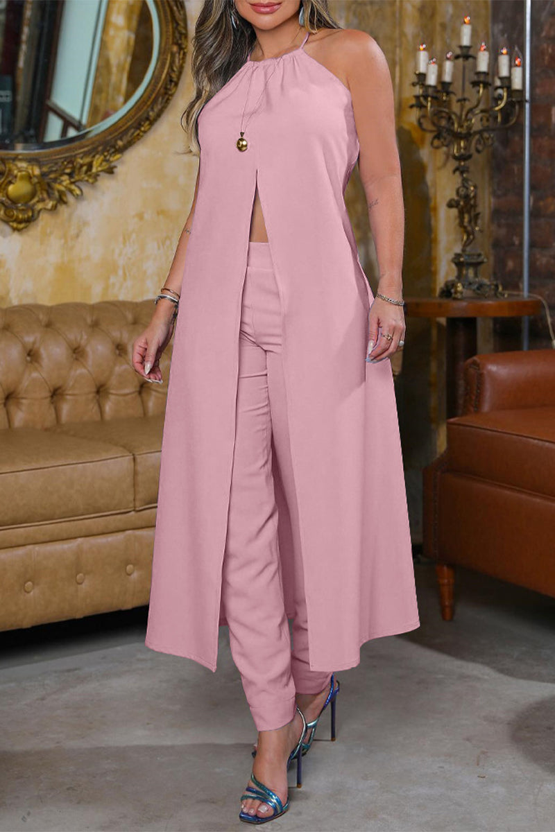 Slit Halter Sleeveless Two Pieces