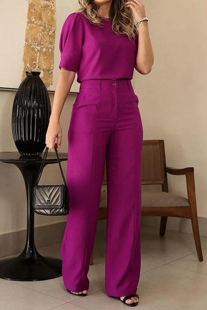 Pocket O Neck Half Sleeve Two Pieces