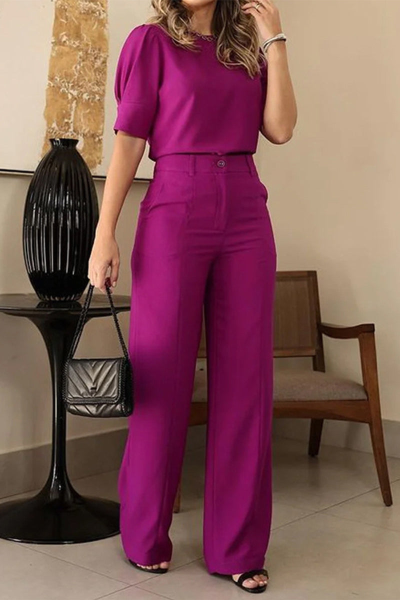 Pocket O Neck Half Sleeve Two Pieces