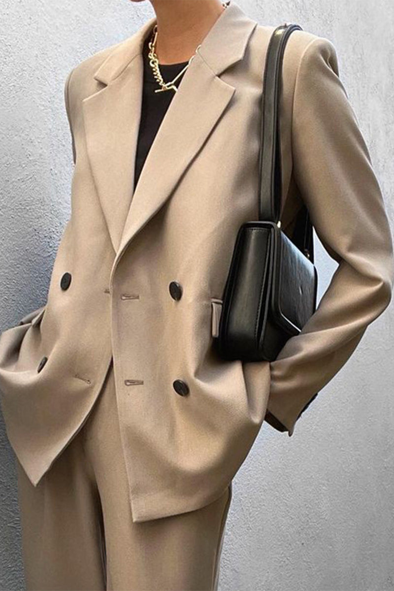 Buttons Turn-back Collar Long Sleeve Two Pieces