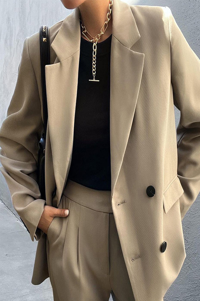 Buttons Turn-back Collar Long Sleeve Two Pieces