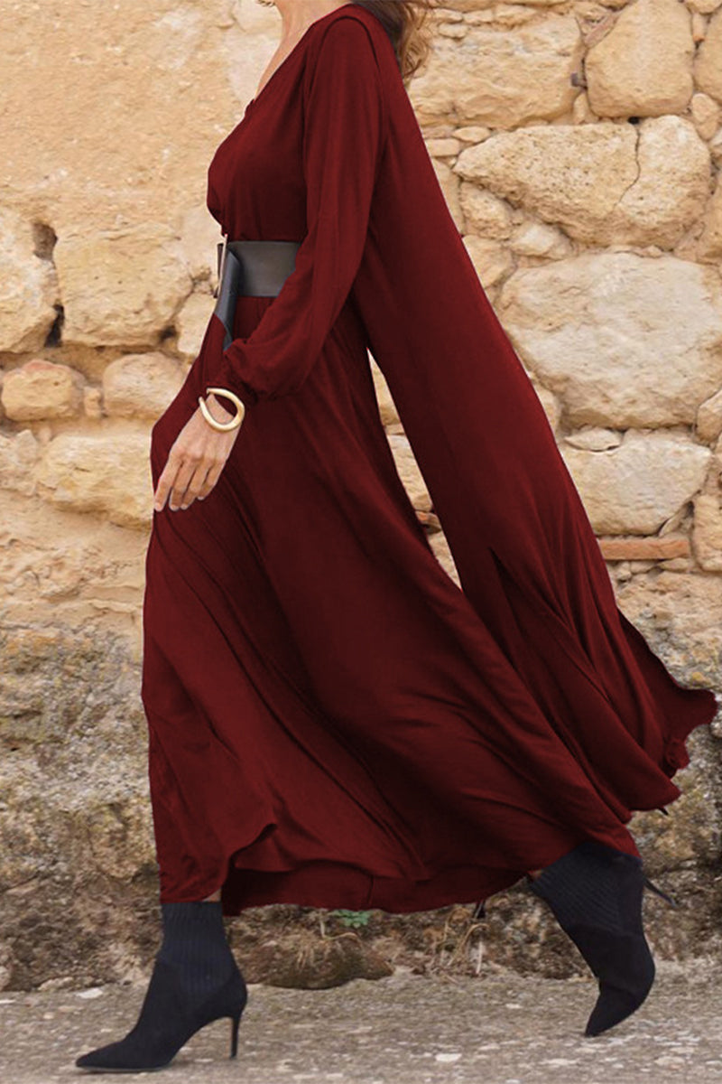 With Belt V Neck Long Sleeve Two Pieces