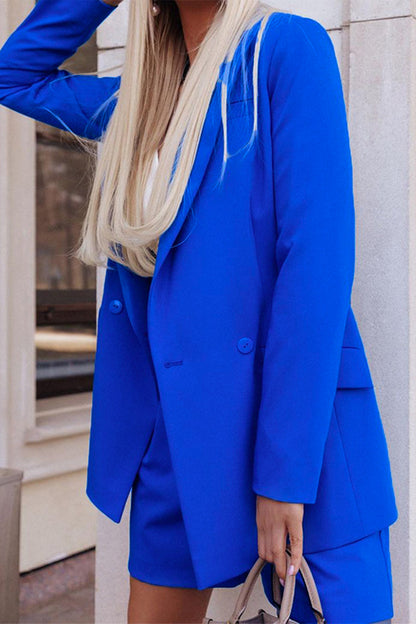 Work Patchwork Turn-back Collar Long Sleeve Two Pieces