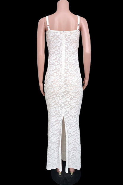 Lace See-through Square Collar Wrapped Skirt Dresses