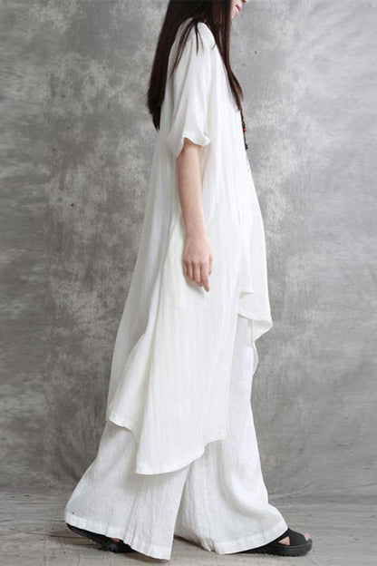 Pocket Asymmetrical O Neck Two Pieces