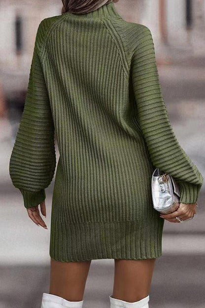 Patchwork Turtleneck One Step Skirt Dresses