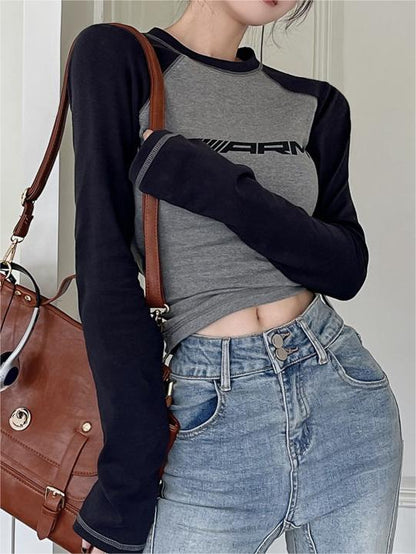 Raglan 2000s Long Sleeve T-shirt With Slogan