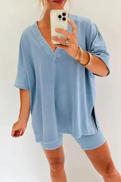 Simplicity V Neck Short Sleeve Two Pieces