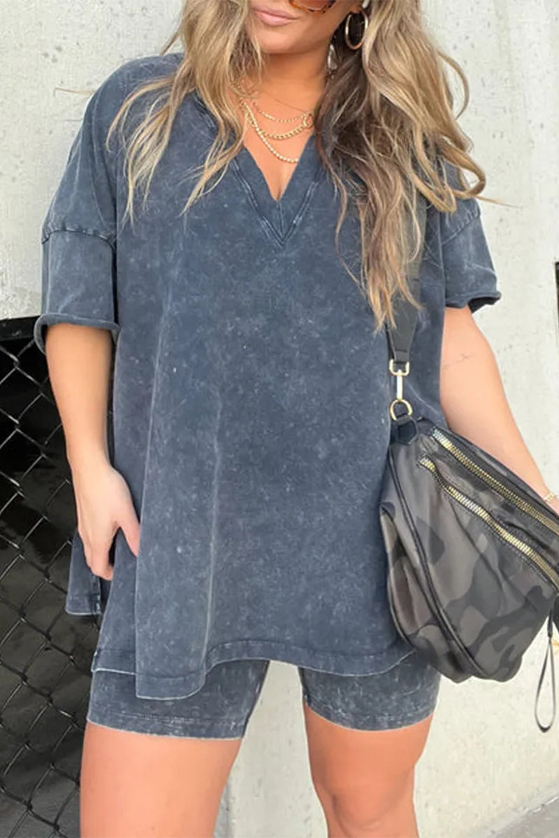 Simplicity V Neck Short Sleeve Two Pieces