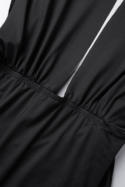 Backless Slit Fold V Neck Wrapped Skirt Dresses