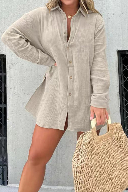 Patchwork Turndown Collar Long Sleeve Two Pieces