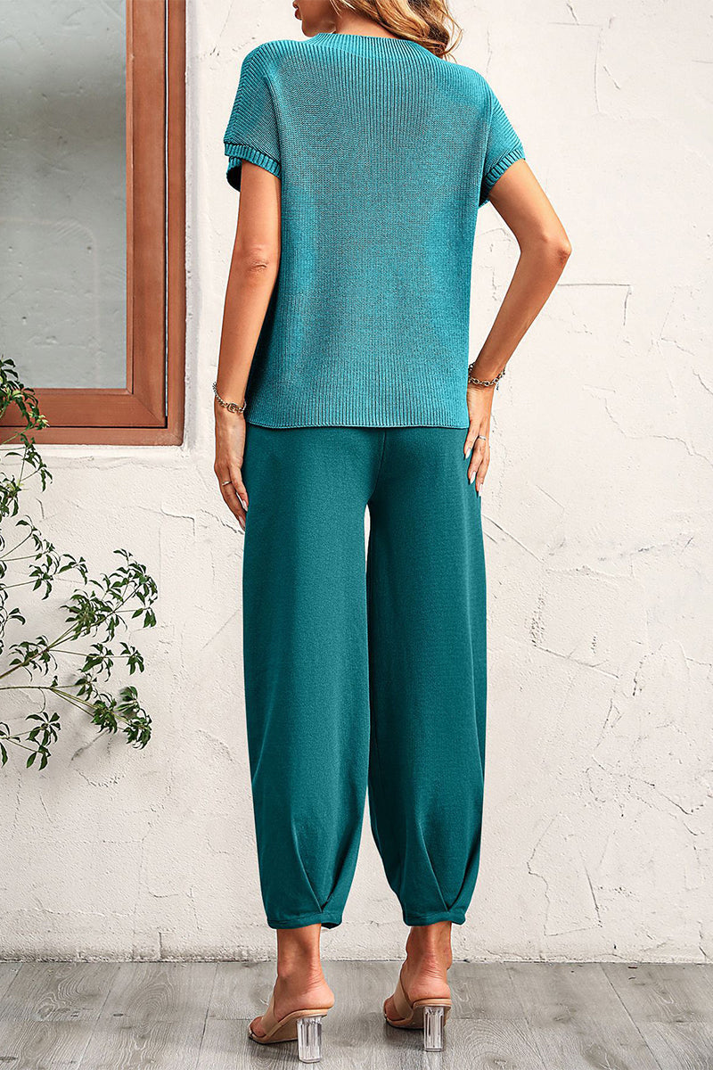 Without Belt O Neck Short Sleeve Two Pieces