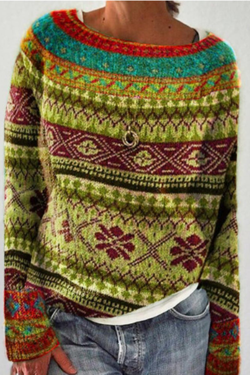 Color Block Contrast O Neck Sweaters(8 Colors)