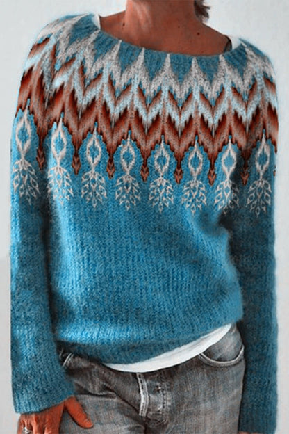 Color Block Contrast O Neck Sweaters(8 Colors)