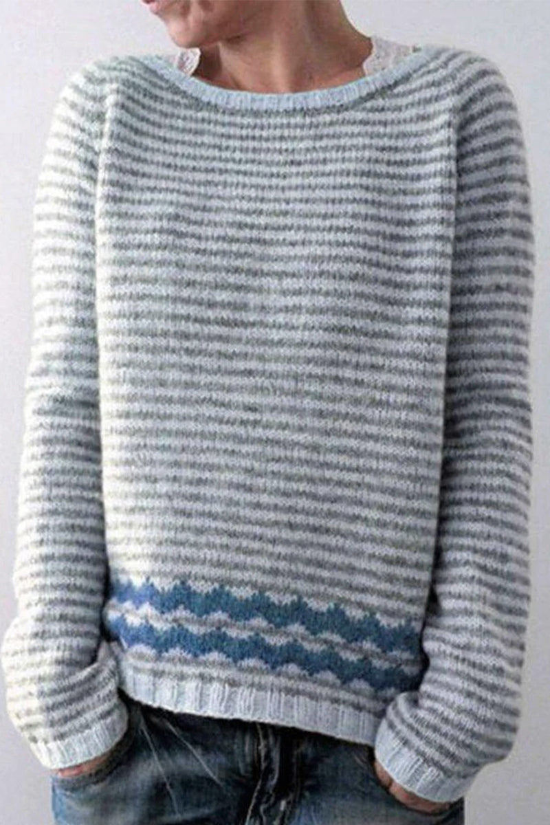 Color Block Contrast O Neck Sweaters(8 Colors)
