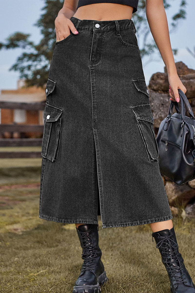 Street Slit High Waist Denim Skirts