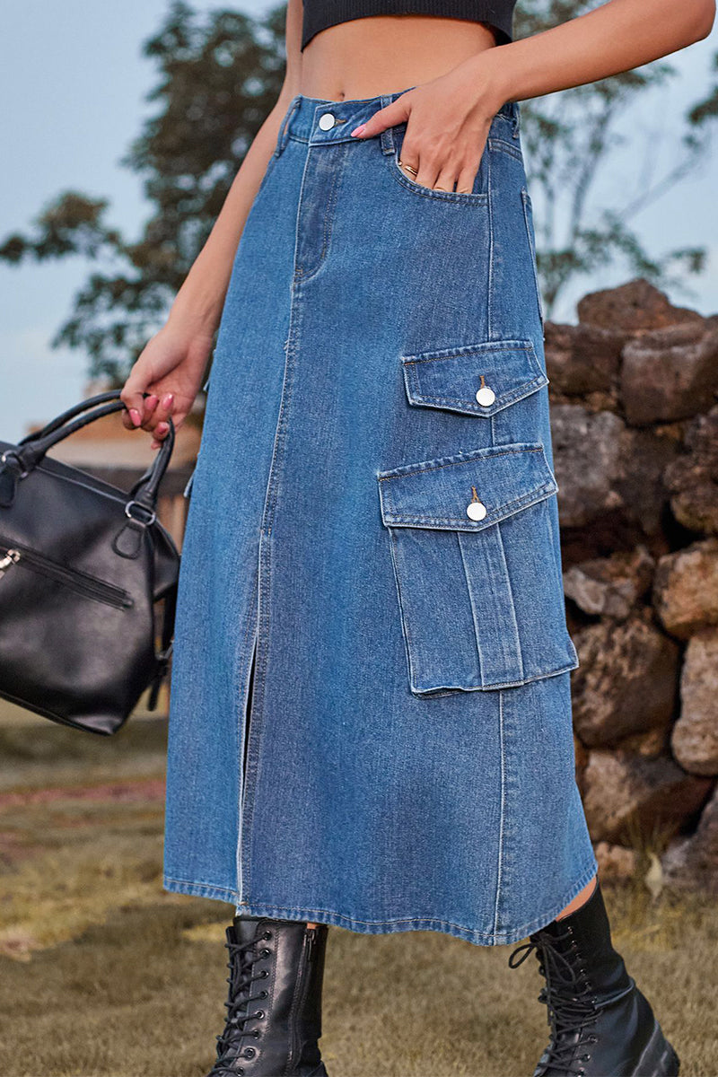 Street Slit High Waist Denim Skirts