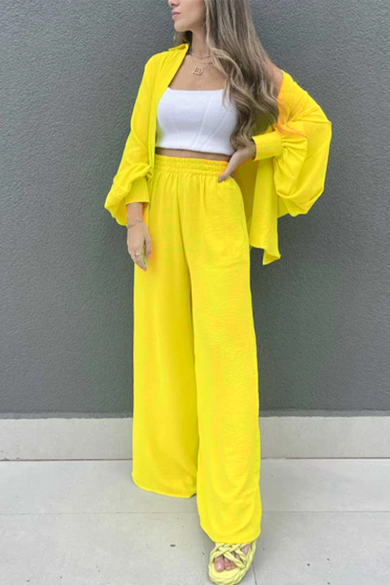 Buckle Turndown Collar Long Sleeve Two Pieces