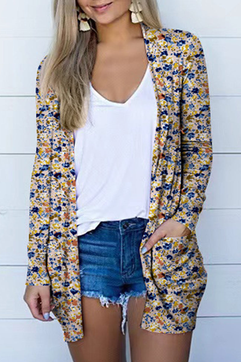 Geometric Printing Cardigan Collar Outerwear