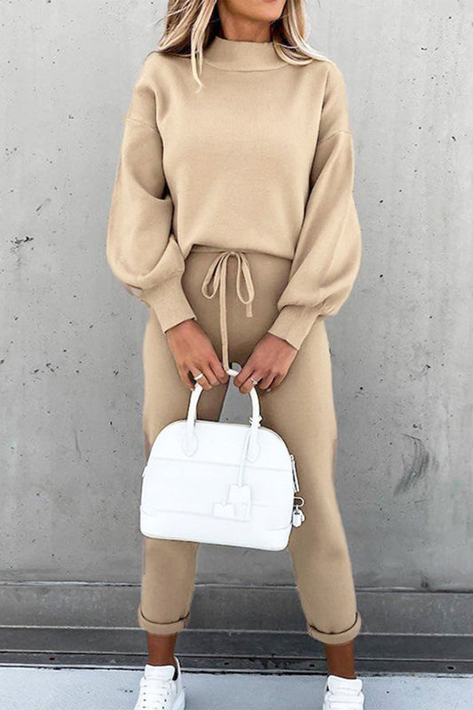 Simplicity Patchwork Half a Turtleneck Long Sleeve Two Pieces