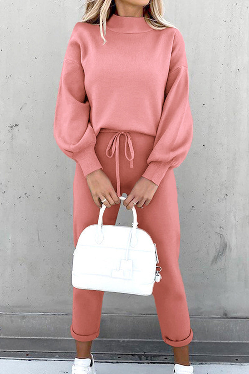 Simplicity Patchwork Half a Turtleneck Long Sleeve Two Pieces