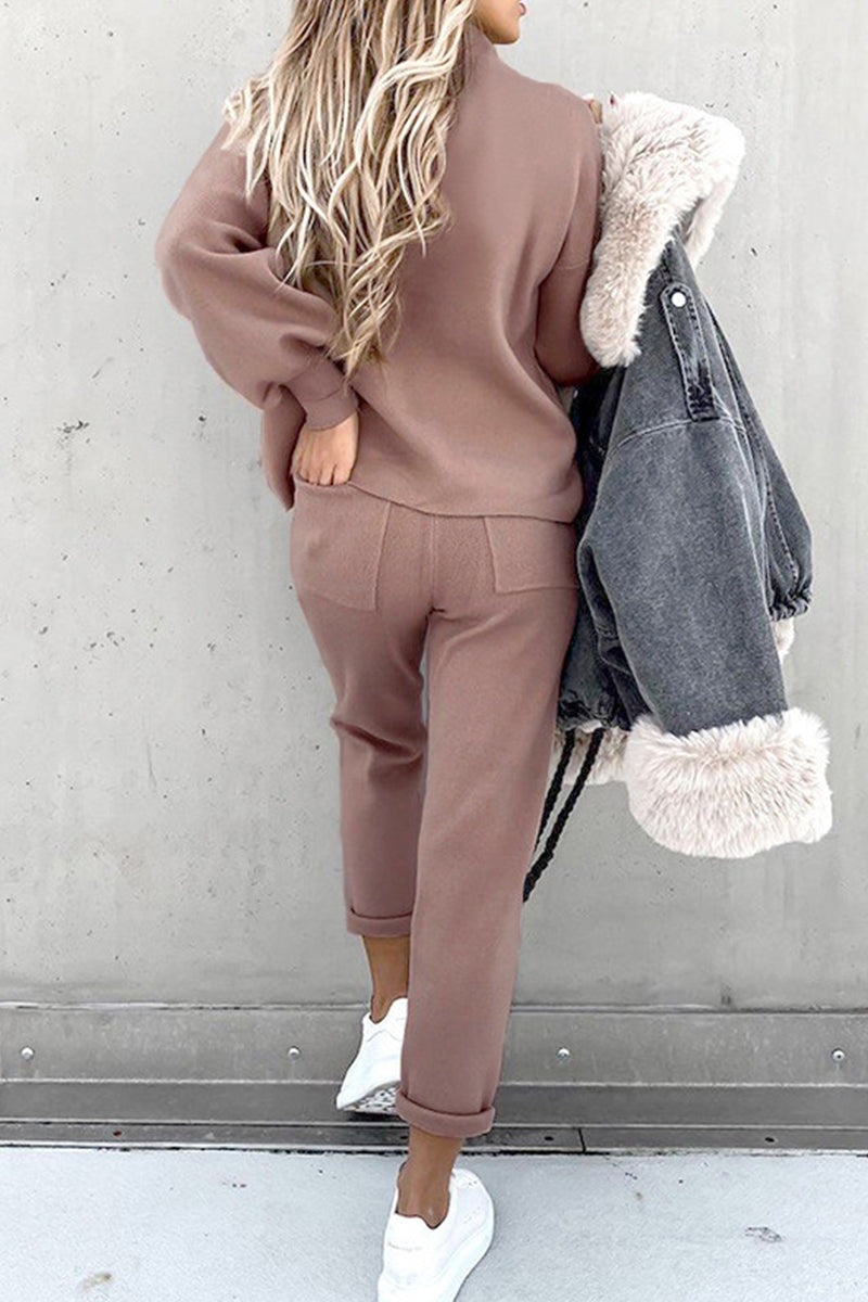 Simplicity Patchwork Half a Turtleneck Long Sleeve Two Pieces