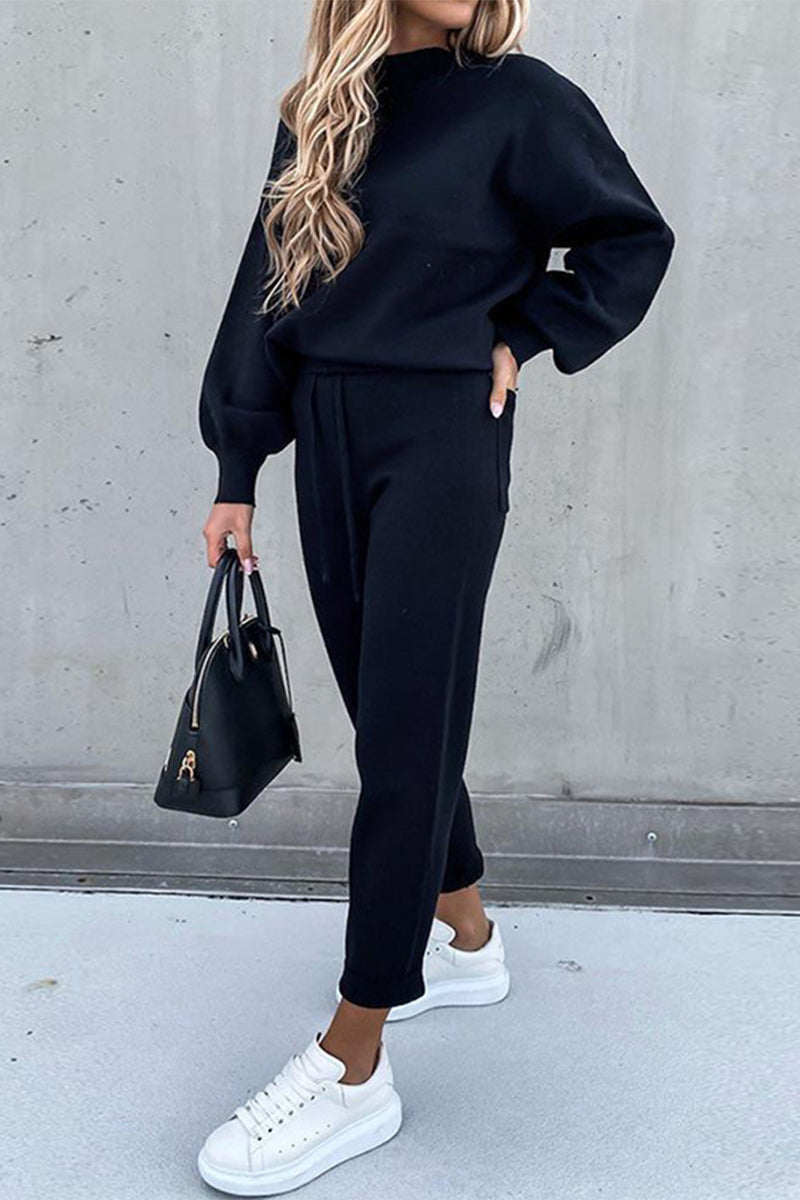 Simplicity Patchwork Half a Turtleneck Long Sleeve Two Pieces
