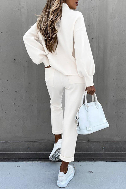 Simplicity Patchwork Half a Turtleneck Long Sleeve Two Pieces