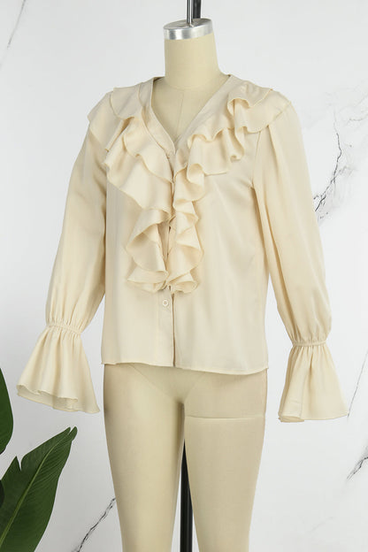 Patchwork V Neck Blouses(5 Colors)