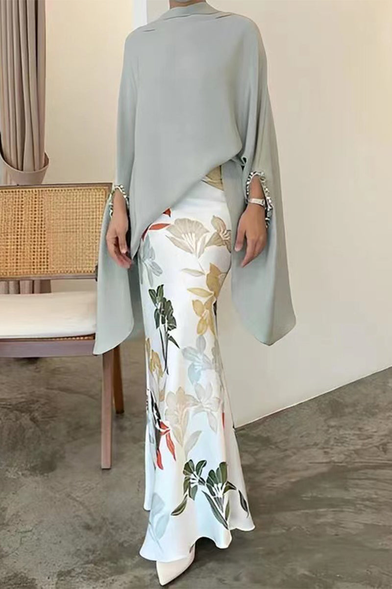 Patchwork Half a Turtleneck Long Sleeve Two Pieces