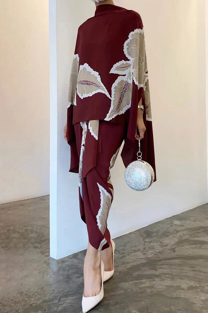 Patchwork Half a Turtleneck Long Sleeve Two Pieces