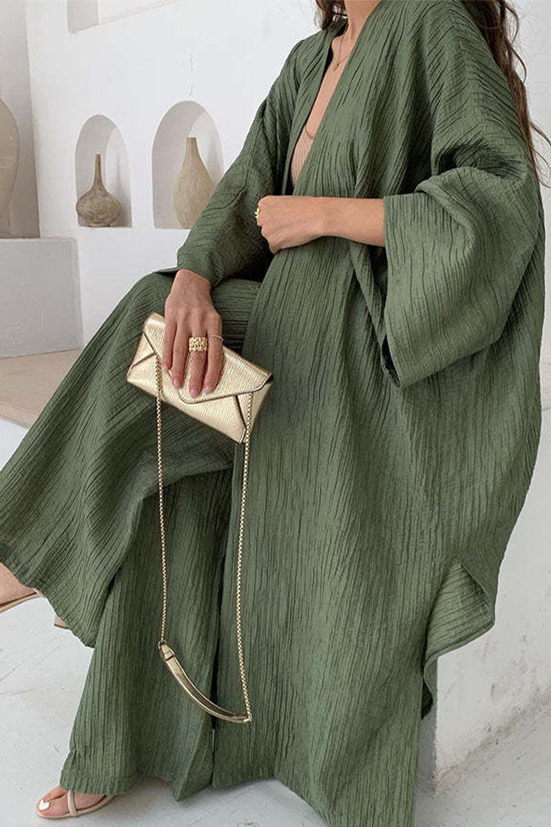 Simplicity Fold Cardigan Collar Long Sleeve Two Pieces