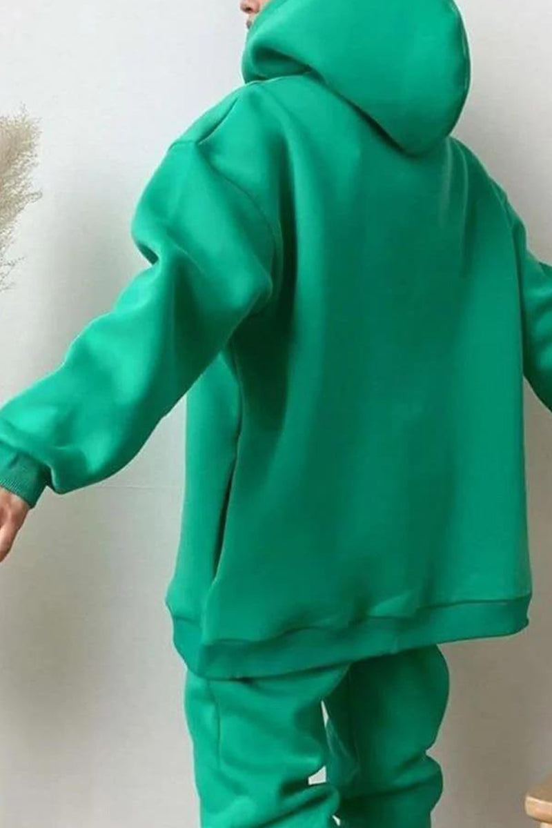 Pocket Hooded Collar Long Sleeve Two Pieces