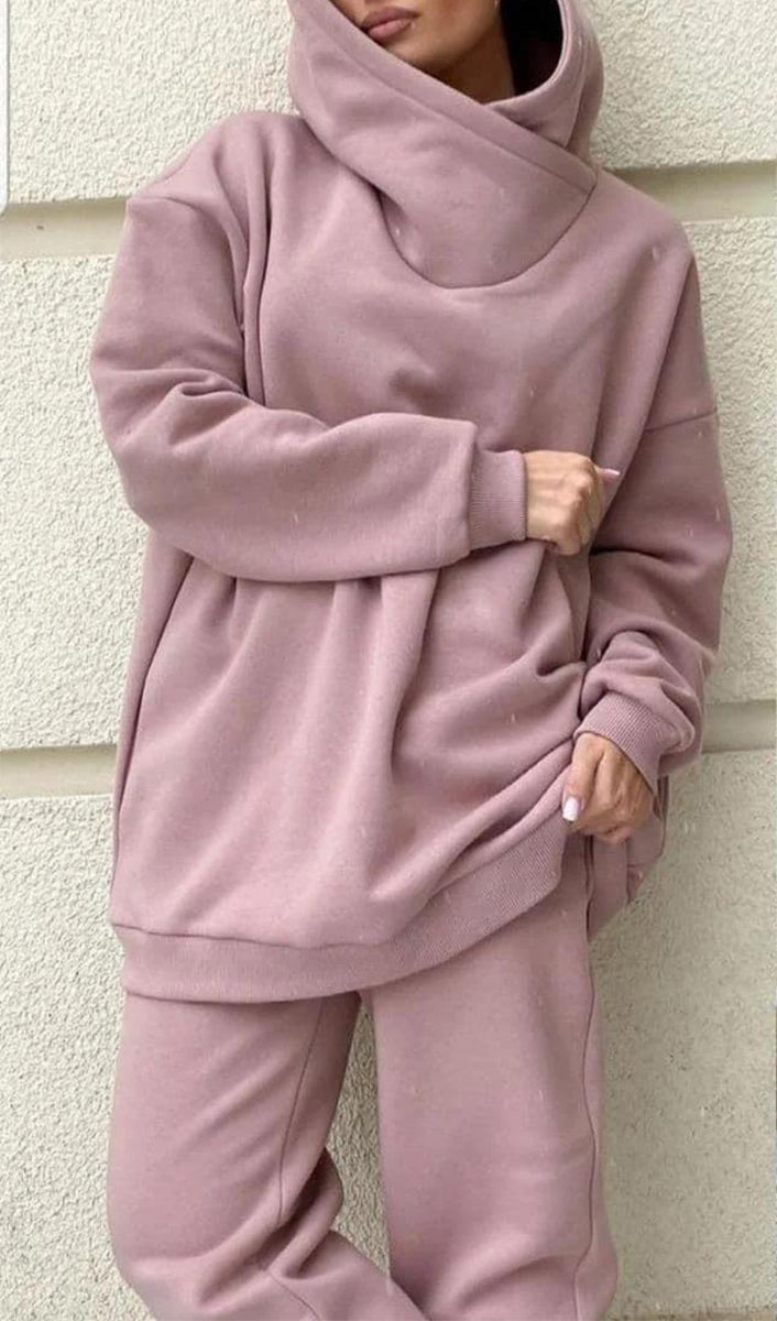 Pocket Hooded Collar Long Sleeve Two Pieces