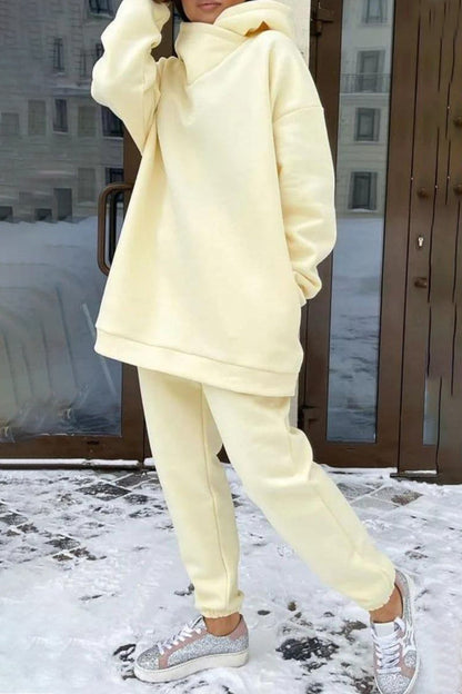 Pocket Hooded Collar Long Sleeve Two Pieces