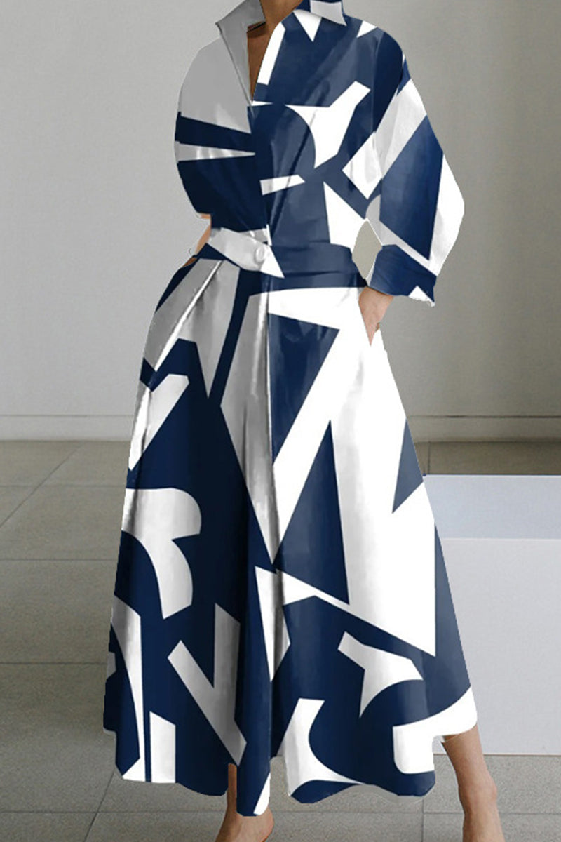Print Patchwork V Neck Long Dresses(10 Colors)