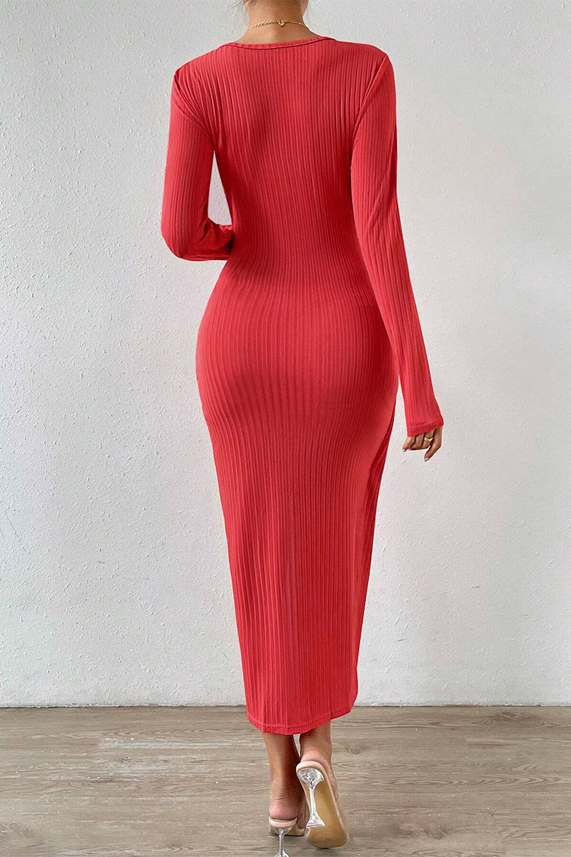 Slit Square Collar Wrapped Skirt Dresses