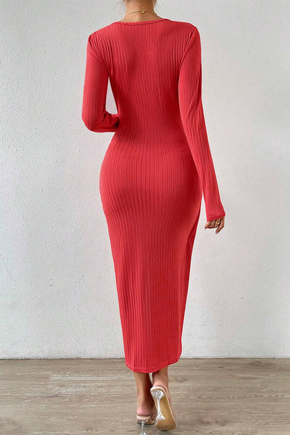 Slit Square Collar Wrapped Skirt Dresses