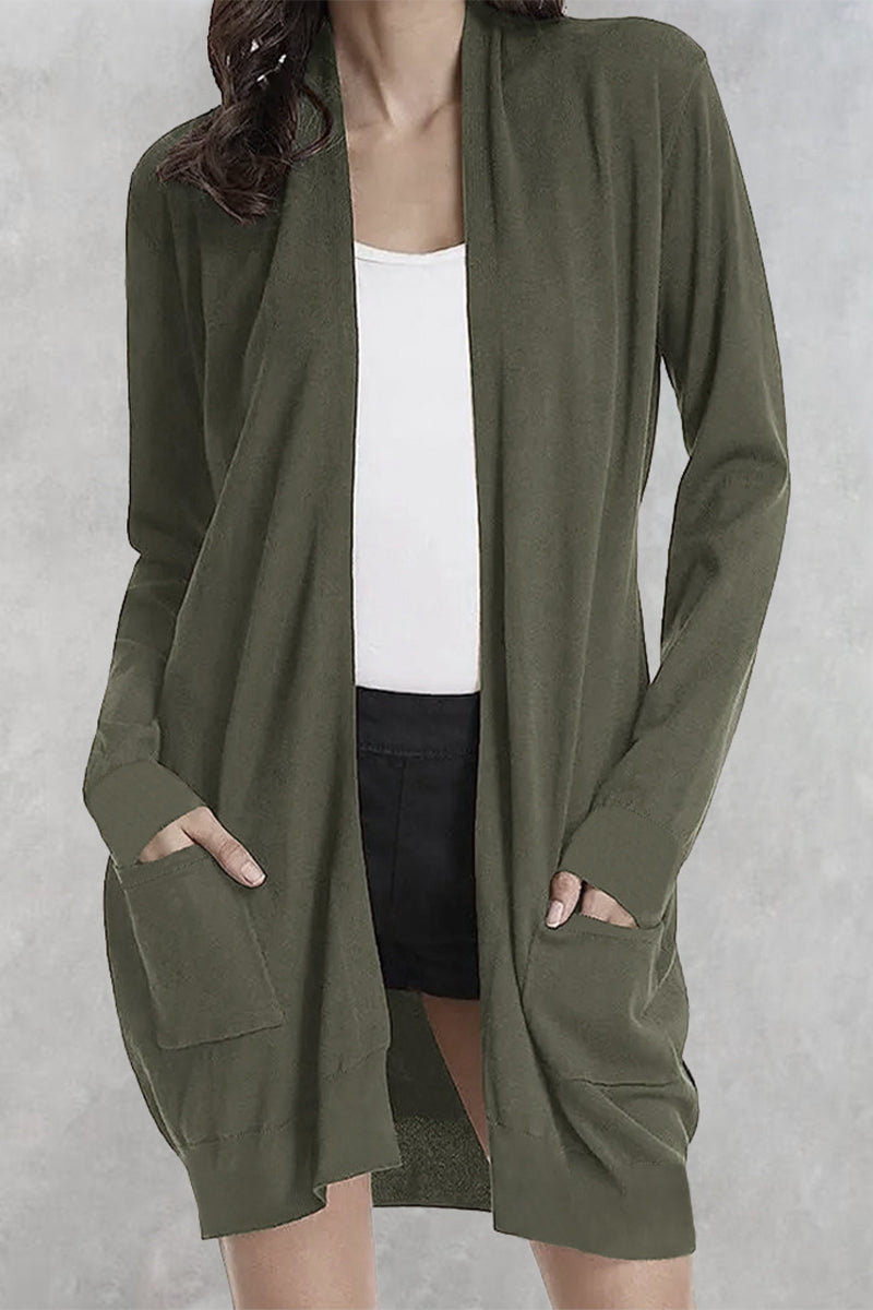 Pocket Cardigan Collar Outerwear