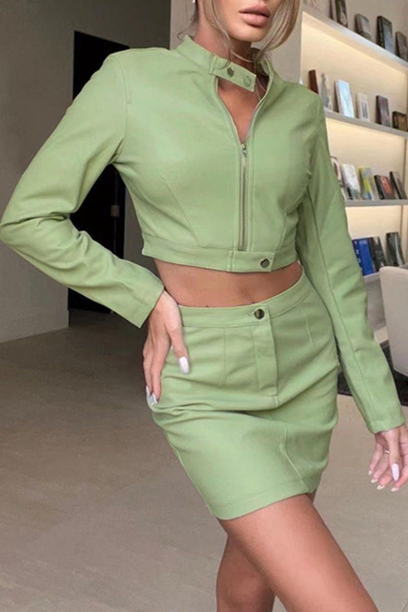 Street Celebrities Patchwork Long Sleeve Two Pieces