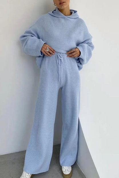 Draw String Hooded Collar Long Sleeve Two Pieces