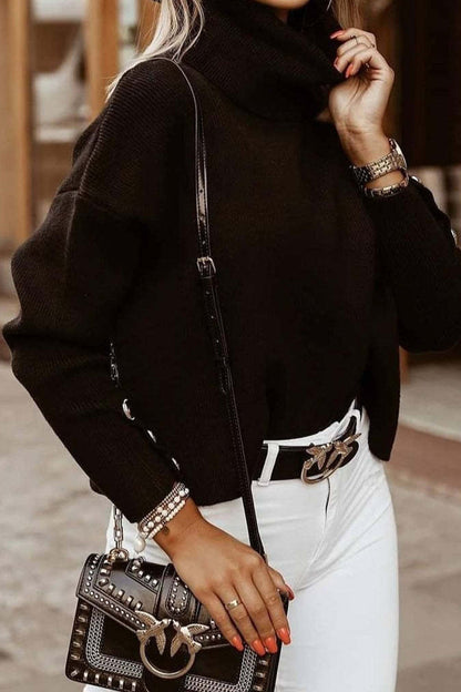 Buttons Turtleneck Sweaters (3 Colors)