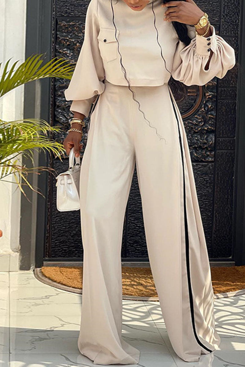 Patchwork Pocket Half a Turtleneck Long Sleeve Two Pieces