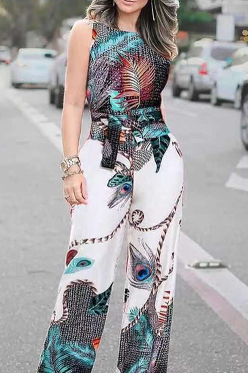 College Print Frenulum Jumpsuits