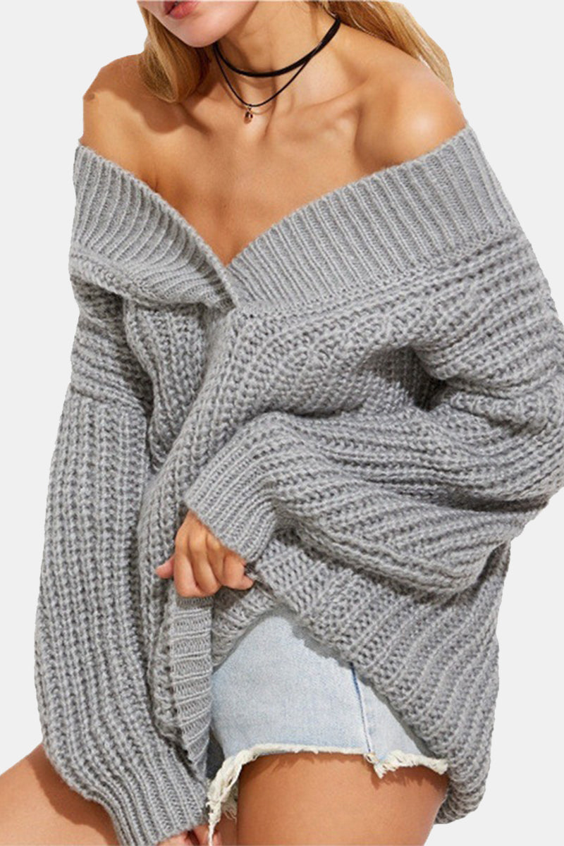 Patchwork V Neck Sweaters(3 Colors)