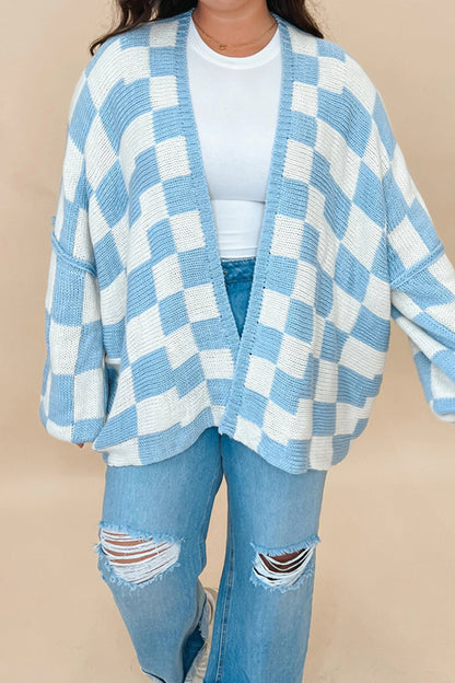 Plaid Contrast Cardigan Collar Outerwear(3 Colors)