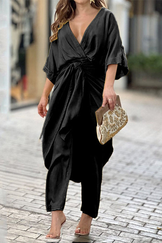 Frenulum V Neck Regular Jumpsuits(5 Colors)