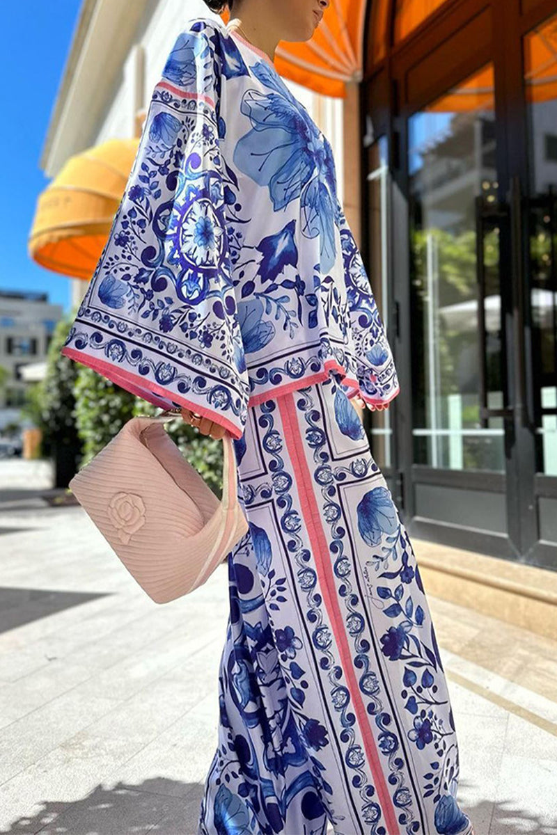 College Patchwork O Neck Long Sleeve Two Pieces
